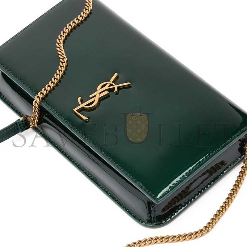 YSL MONOGRAM PHONE HOLDER WITH STRAP IN PATENT LEATHER 635095 (18*11*2cm)